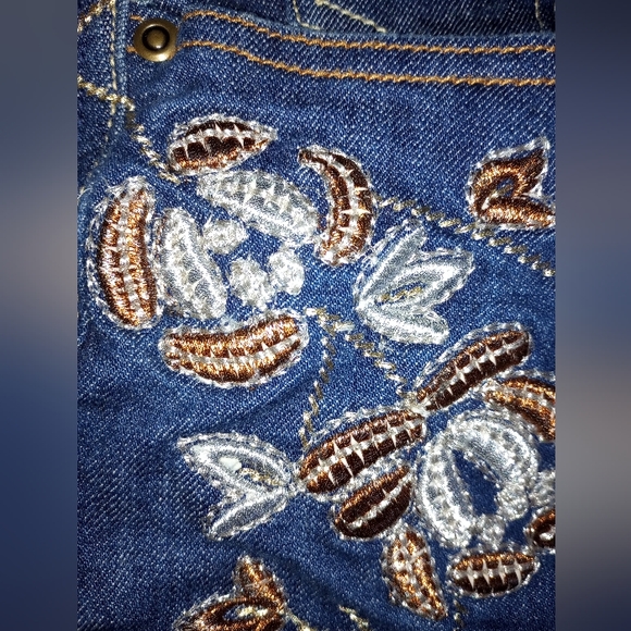NWOT SEXY BLUE JEANS Gorgeous Embroidered Flower Accents VENEZIA 14 99% Cotton - Picture 7 of 16